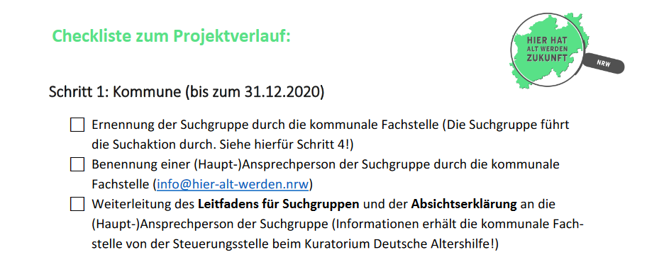 Checkliste zum Projektverlauf